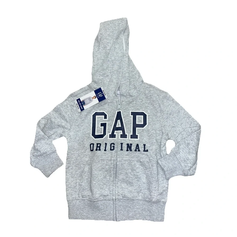 NWT Boys Grey‎ GAP Full Zip Hoodie Jacket Small 6/7
